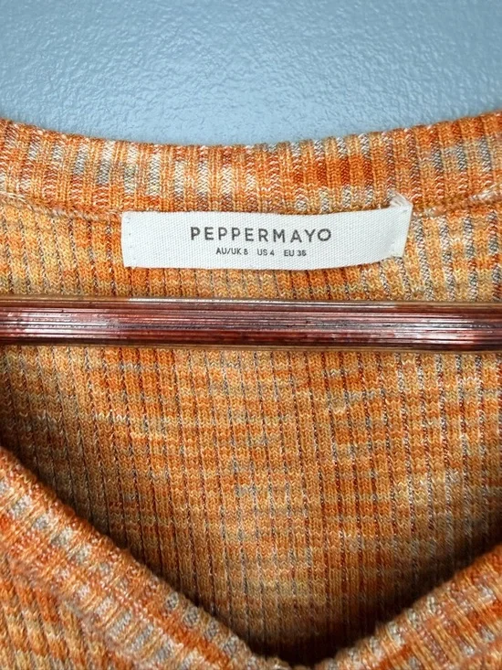 Peppermayo Sleeveless Knit Mini Dress in Marled Orange | Size 4 - Picture 2 of 5